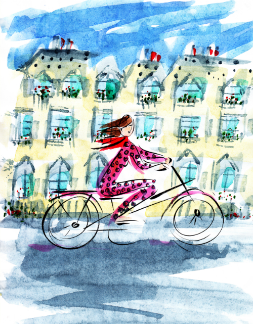 2039 Paris woman on Bike 500x641